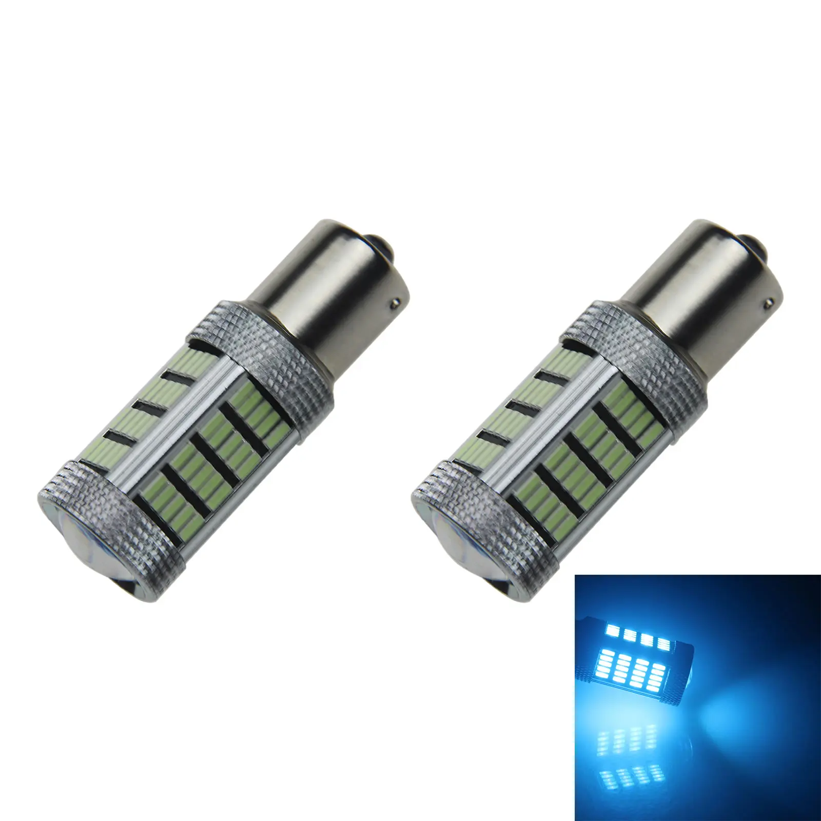 2x Ice Blue Car 1156 Camper Light Parking Blub 92 Emitters 3014 SMD LED 1073 7527 Z21172