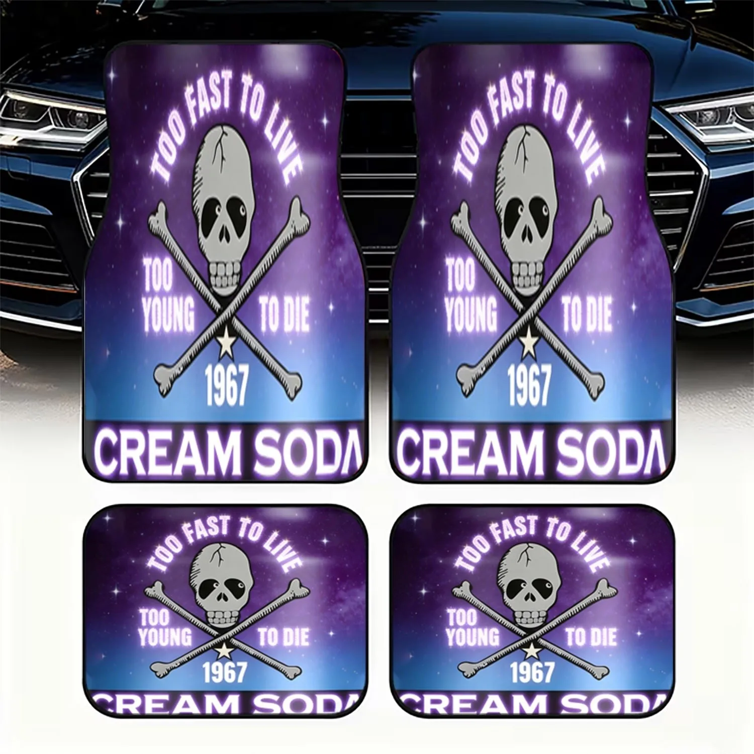4pcs Car Floor Mats, Skull & 