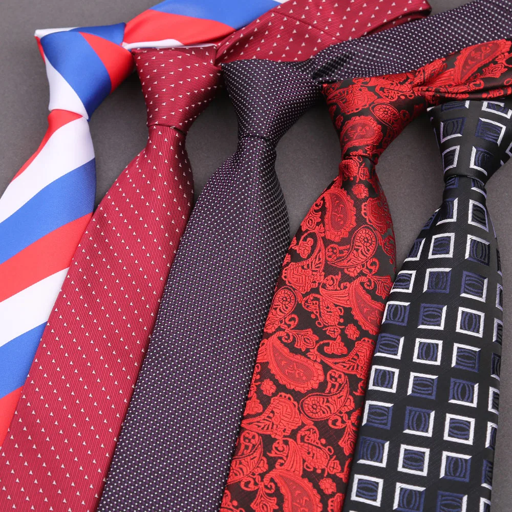 Herren-Krawatte, brandneue Paisley-Krawatte in Rot, Orange, Dunkelblau, gestreift, Gravata für Herren, schmal, Paisley-Blumenmuster, für Hochzeit, Arbeitsplatz, Hals