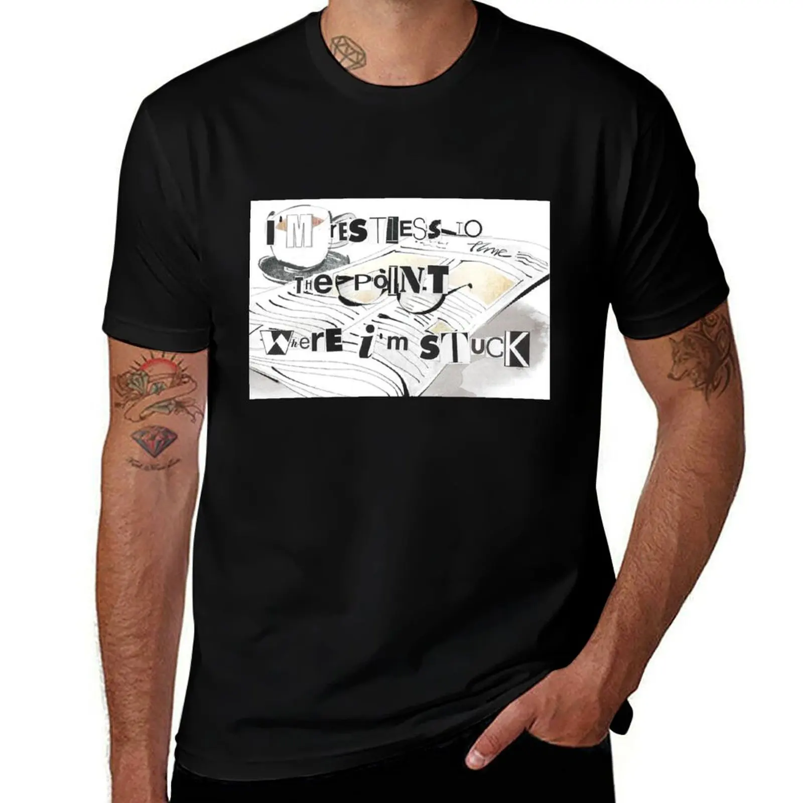 Stand Atlantic Clay Skinny Dipping Collage Sticker Art T-Shirt Basic Solid Color Short Sleeve Cotton Top T-Shirt