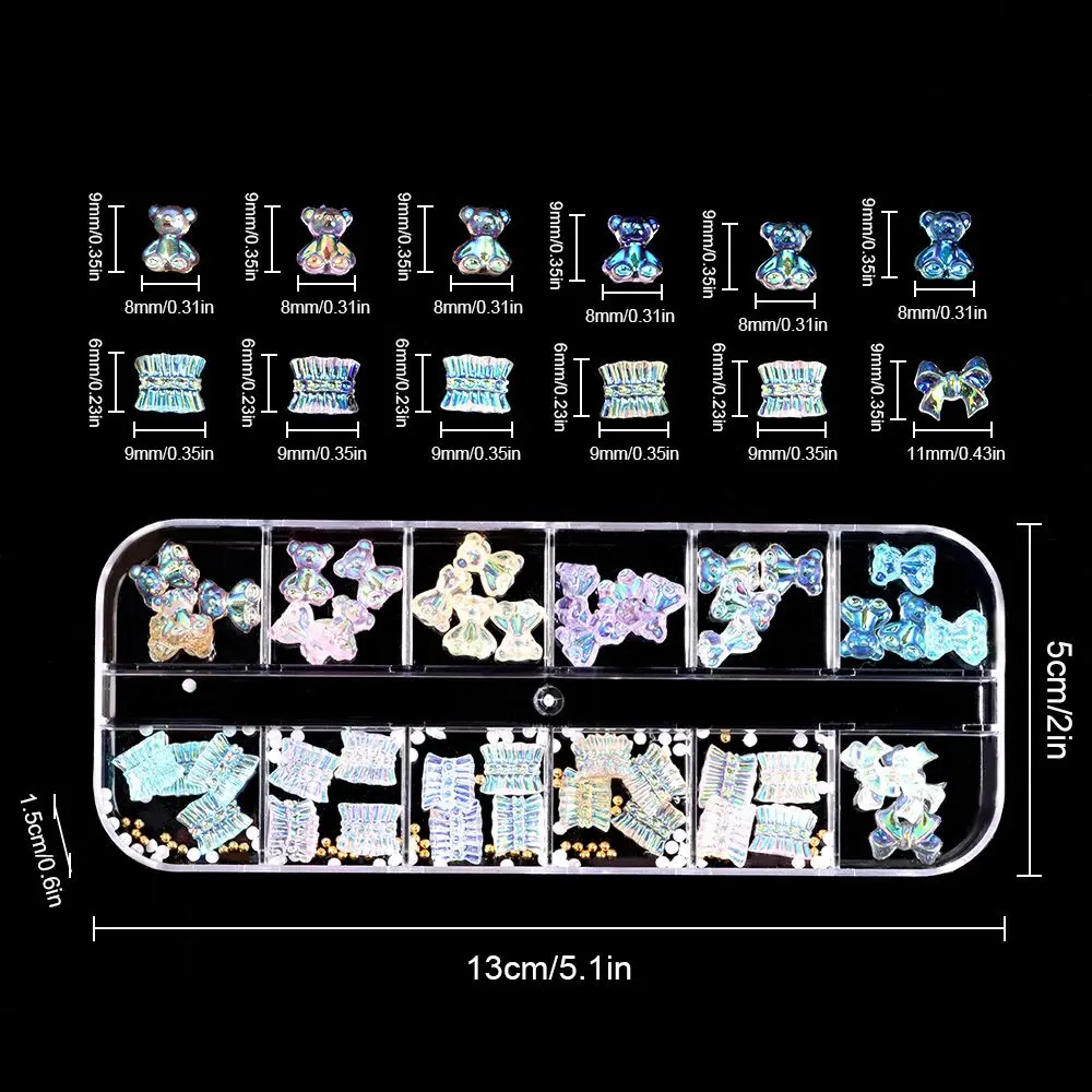손톱 액세서리 참 활 매니큐어 세트 젤리 곰 모양 네일 아트 라인 석 키트 멀티 모양의 흰색 꽃 네일 아트 참