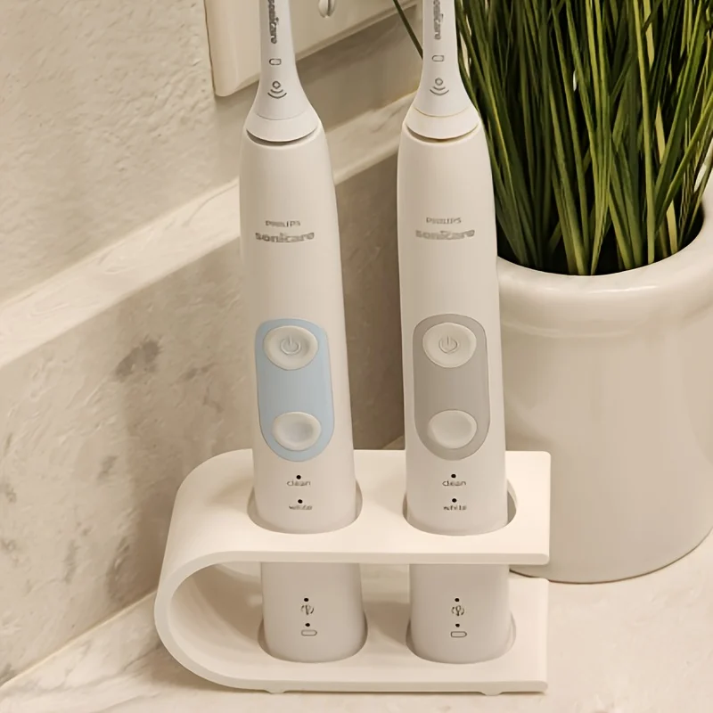 Suporte de Mesa para Escova de Dentes Elétrica com Dois Furos, Durável, Ecológico e Resistente, Organizador Criativo para Produtos de Higiene Pessoal no Banheiro