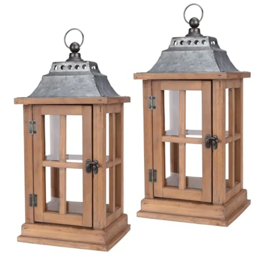 

Lantern Decorative Set of 2 - 15in IP65 Waterproof Vintage Style Candle Lantern Decorative Lanterns for Home Decor Indoor Outdo