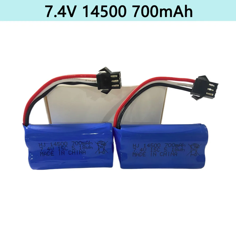 14500 Batteria 7.4V 700mAh Lithium Battery for 4WD MN82 Climbing Off-road Vehicle Pickup Truck Remote Control Car