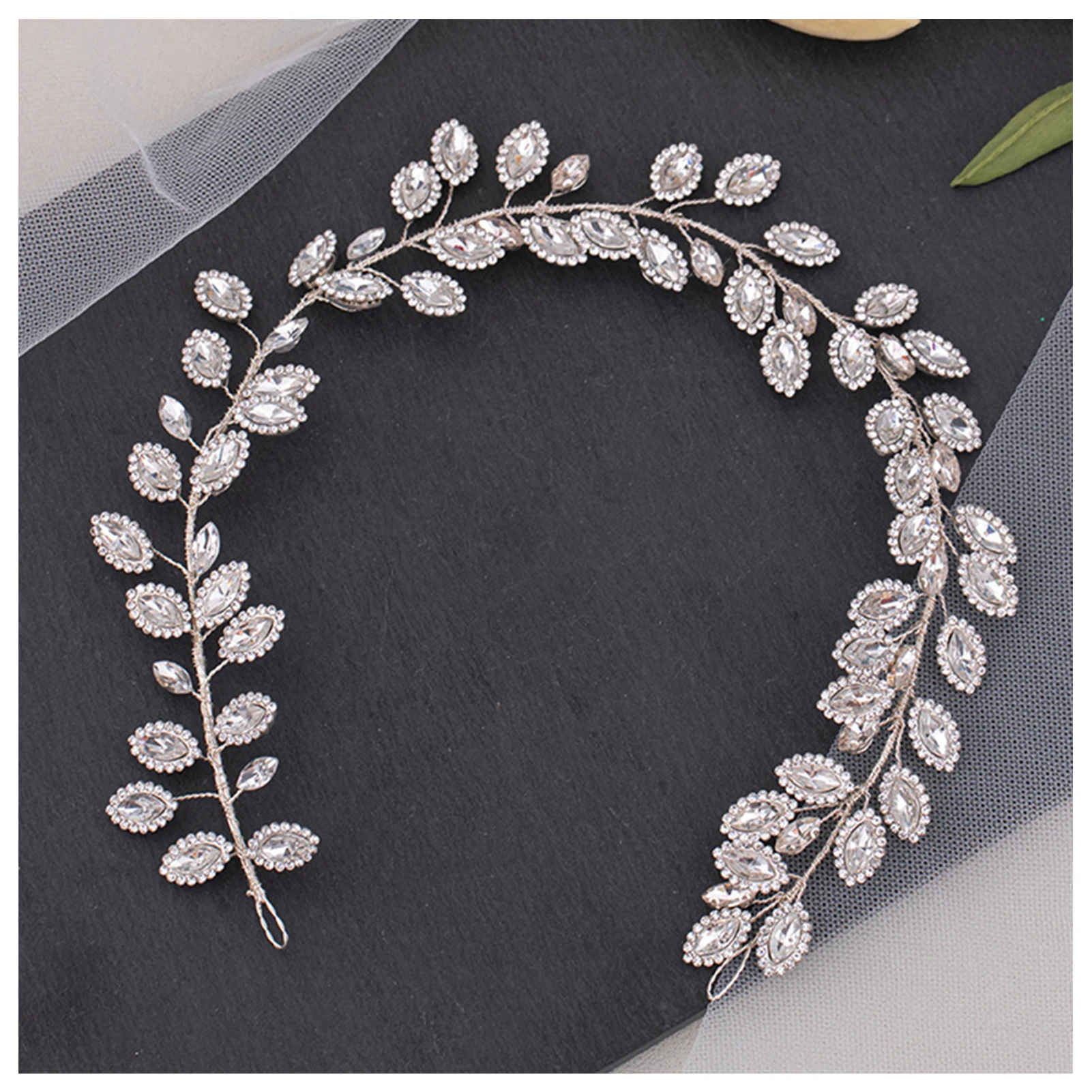 Bridal Pearls Hair Hoop Hypo-allergenic Rhinestone Lacing Headgear for Women Hairstyle Making Tool