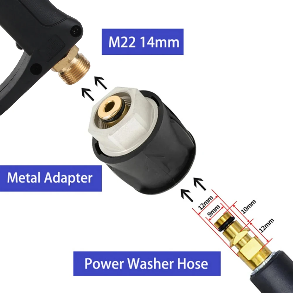 محول مقبس M22 مقاس 14 مم لكارشر مع 5 فوهات رش الصابون 28Mpa 4080Psi آلة غسل سيارات انس جيت جهاز تنظيف يعمل بالضغط العالي #5