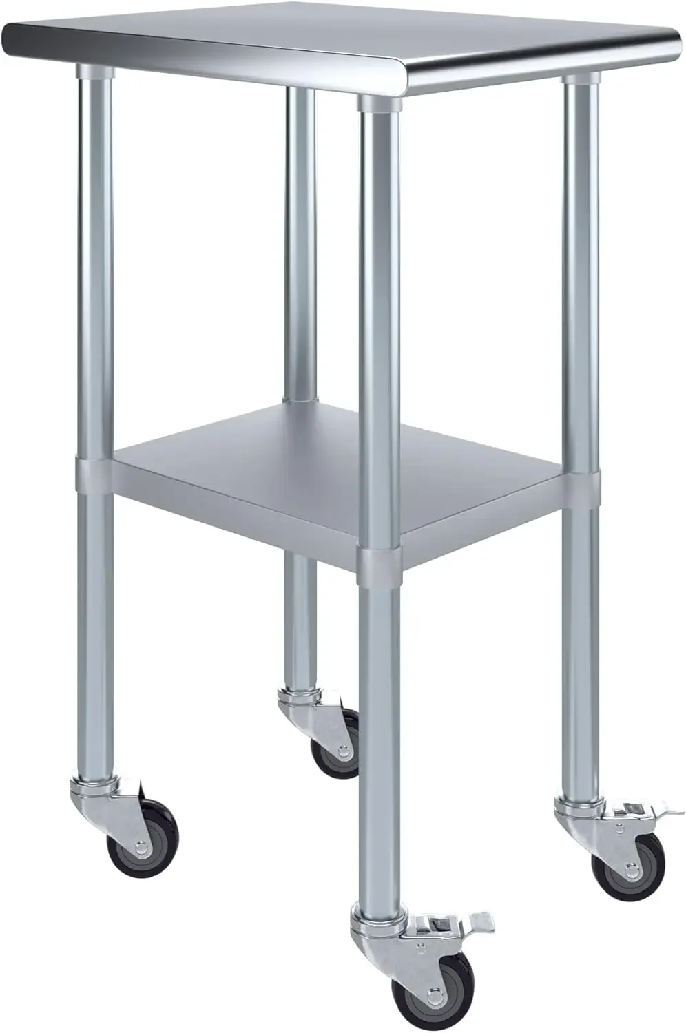 24 in. x 18 in. StainlSteel Work Table with Wheels | Metal Kitchen Food Prep Table | NSF