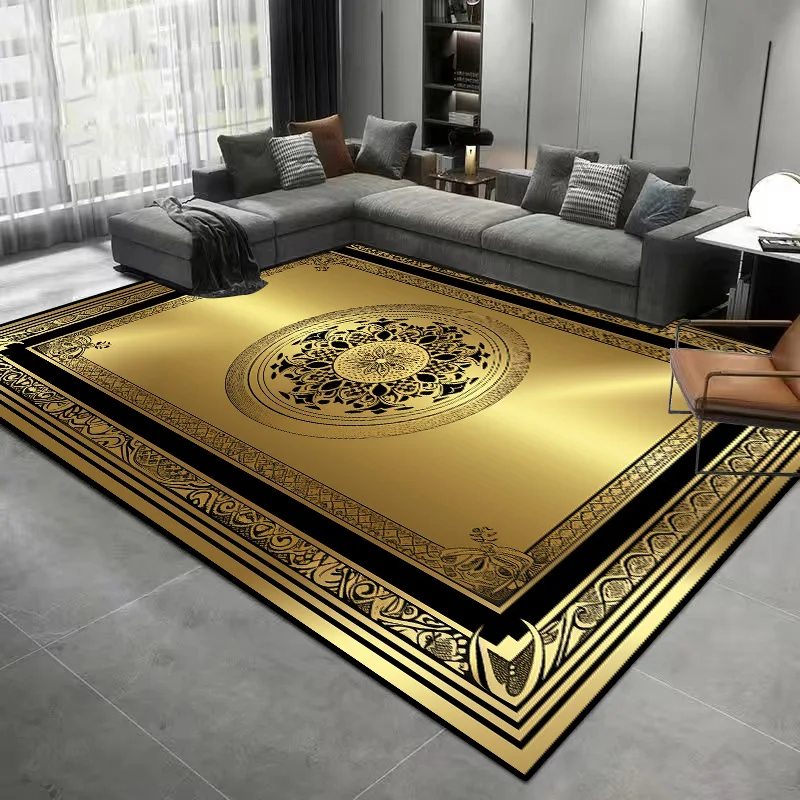 Gold Marble Carpet for Living Room Luxury Home Decoration Sofa Table Large Area Rug Cloakroom Lounge Non-slip Floor Mat Washable