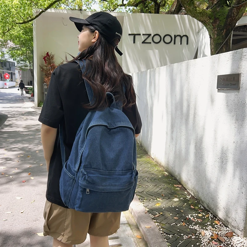 Mochila de mezclilla para mujer, morral Viral de viaje para jóvenes, mochila escolar impermeable para libros, gran capacidad, paquete deportivo, tendencia 2024