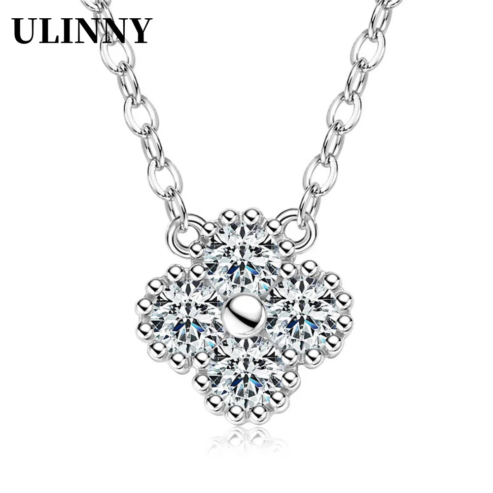 

GRA Certified Moissanite Clover Pendant Necklace for Women Real S925 Sterling Silver Chains Wedding Neck Jewelry Gifts