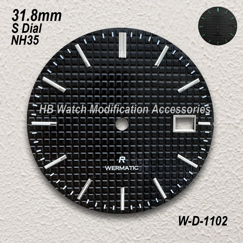 31.8mm S Logo Oak Dial Fit NH35/NH36 Automatic Movement Green Luminous High-Quality Gradient Watch Modification Accessories