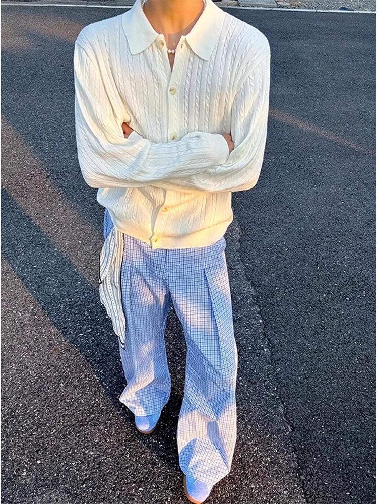 

White Knitted Casual Men's irt Coat Stripe Pattern High nce Sweater Cleanfit Sle Polyester Blend Long Sve Aut...