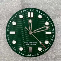 Kit de cadran et aiguilles de montre 31mm NH35, logo S, finition mate ondulée, date unique, luminescence verte, aiguilles squelette, pièces de modification pour montres de plongée. 5