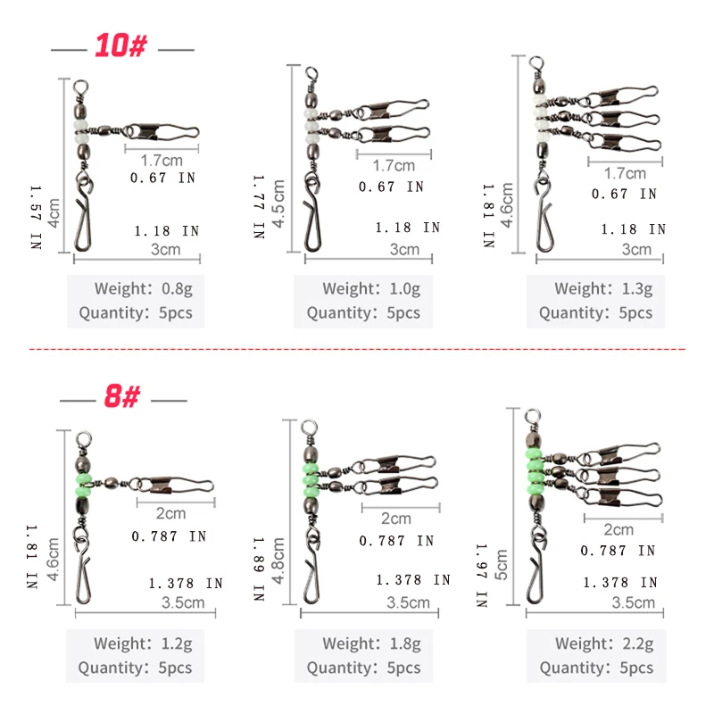 45 PCS Fishing Swivel Connectors, Featuring High-Strength Ball Bearings, Durable Carbon Steel, Saltwater Bait Connectors