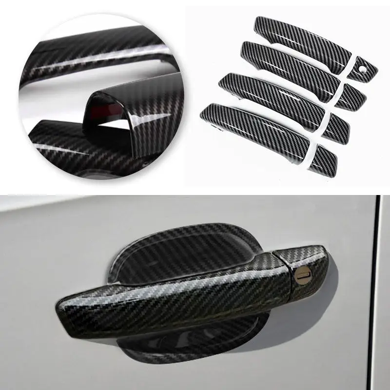 

4pcs Car Accessories Interior Carbon Fiber Door Pull Handles Cover Trim For Audi A3 8V 2014 2015 2016 2017 2018 2019 2020