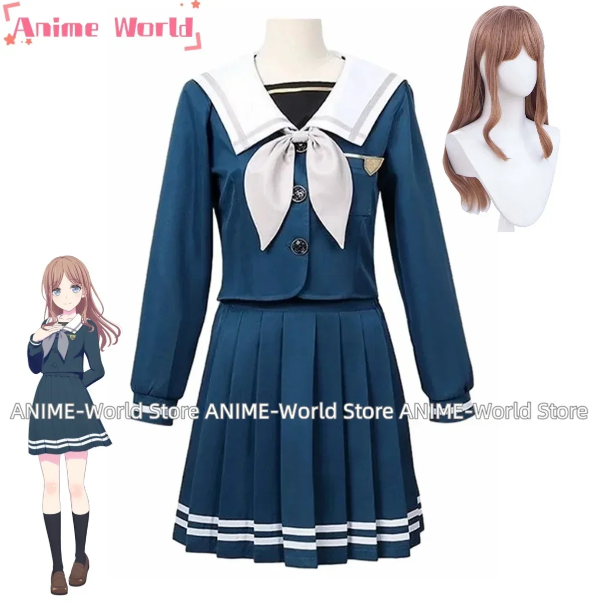

《Custom Size》Unisex Anime Cos Soyo Nagasaki Cosplay Costumes Sets Suit Student Uniform Dress Custom Size Wig