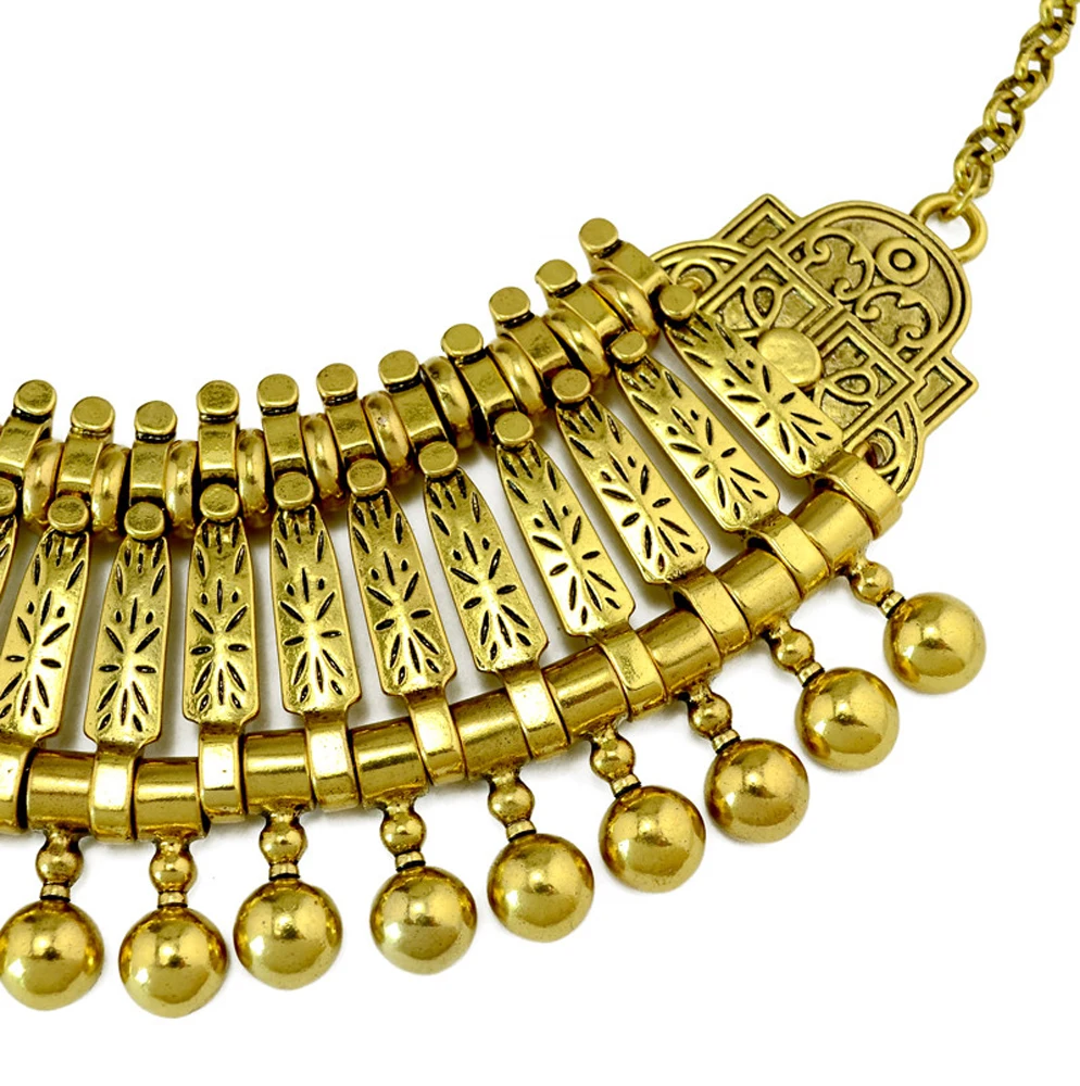 Traditionelle indische afghanische pakistanische ethnische Münzen Quaste Halsband Halskette Vintage goldene Legierung Münzen Kragen Damen Halsschmuck – Detail 7