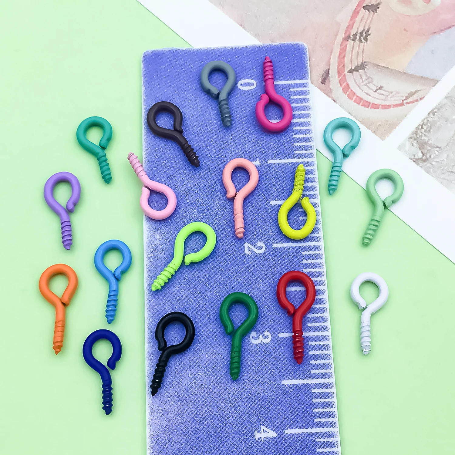 200pcs 9x4mm Alloy Sheep Eye Nail Spray Painted Colorful Spiral Closed Connector For DIY Charms Jewelry Making Findings Supplies view 5