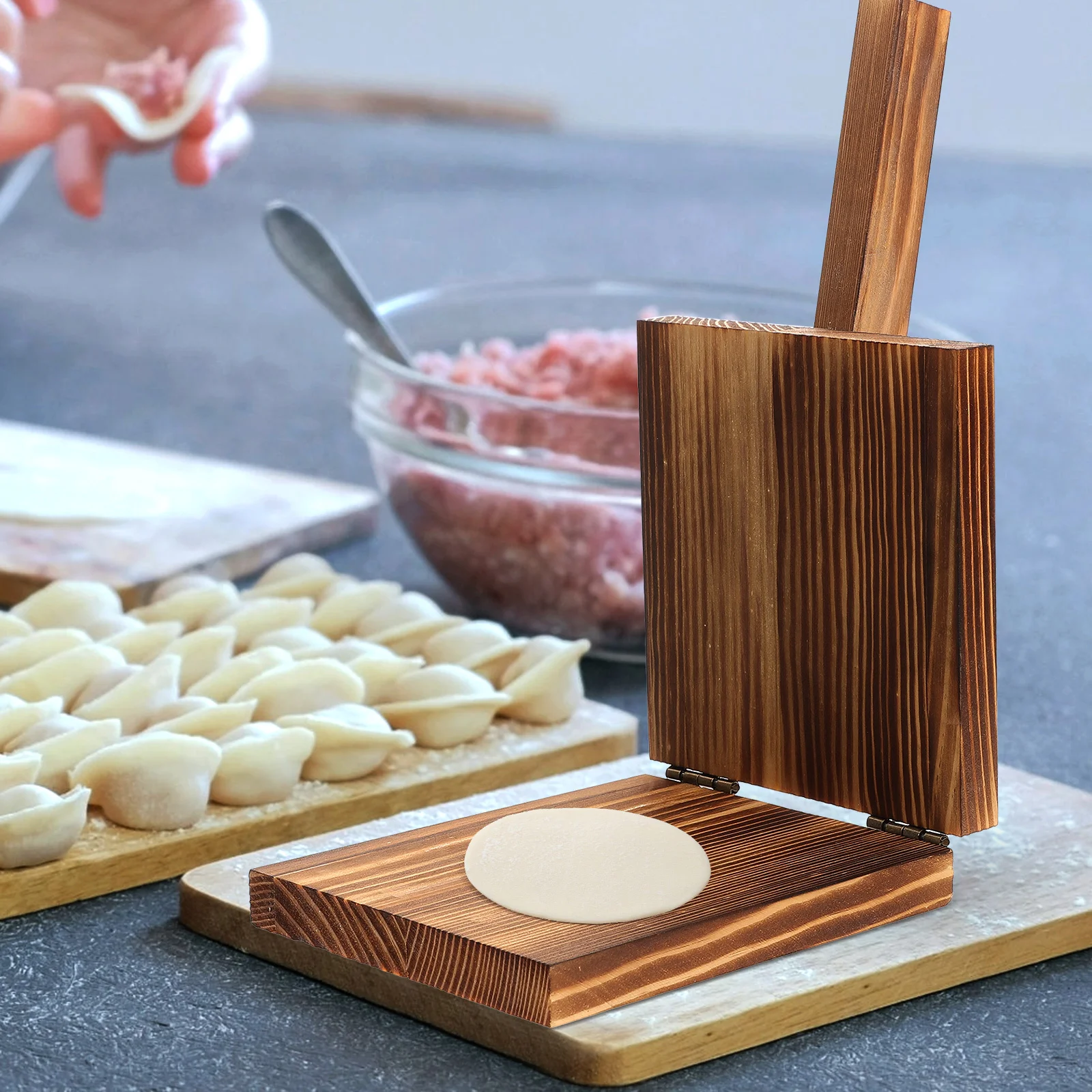 

Dumpling Presser Wooden Dough Press Tool Kitchen Gadget Simple Design Efficient Dumpling Skin Maker Wooden Dough Presser