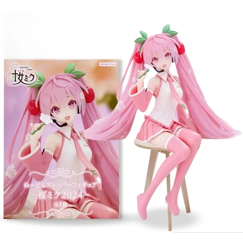 

Горячая аниме-фигурка Хацунэ Мику, модель ПВХ, экшн-игрушки, розовый цветок вишни, украшение, коллекционные подарки, классический дисплей 15 см