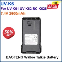 7.4V 2600mAh BAOFENG Walkie Talkie UV-K6 Battery Support Type-C Charging BC-K626 Li-ion Battery UV-K61 UV-K62 Extra Battery