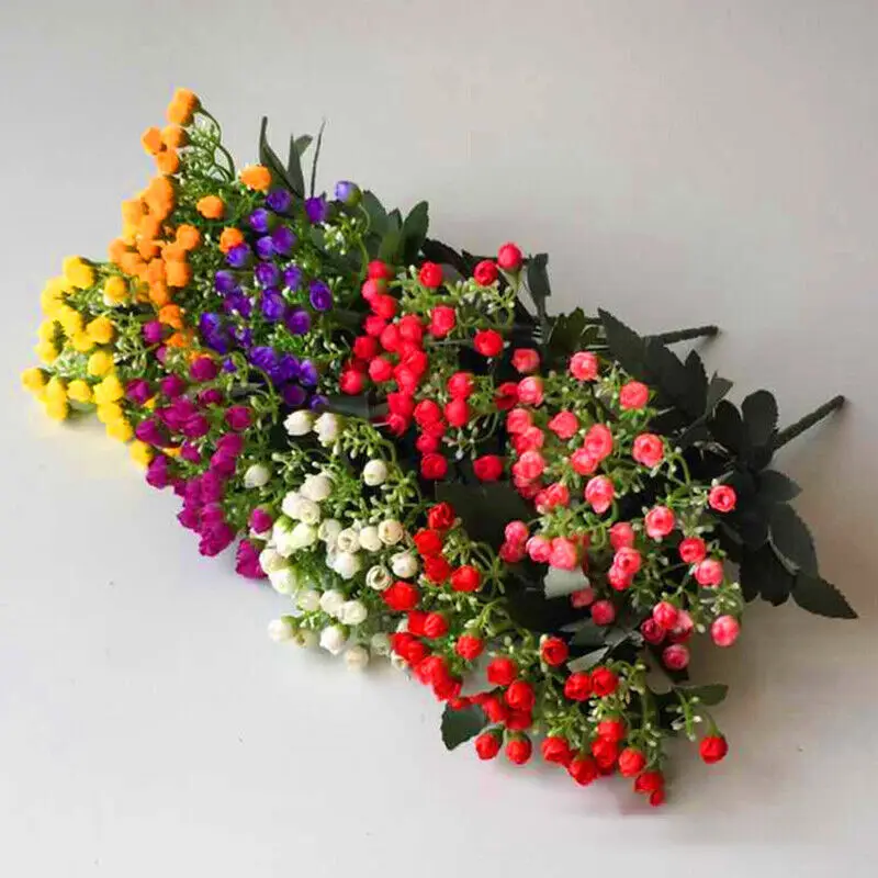 1Pcs 36 Heads Artificial Flowers Calla Lily Small Rose Buds Bunch Wedding Home Grave Outdoor Bouquet Decorative Flowers