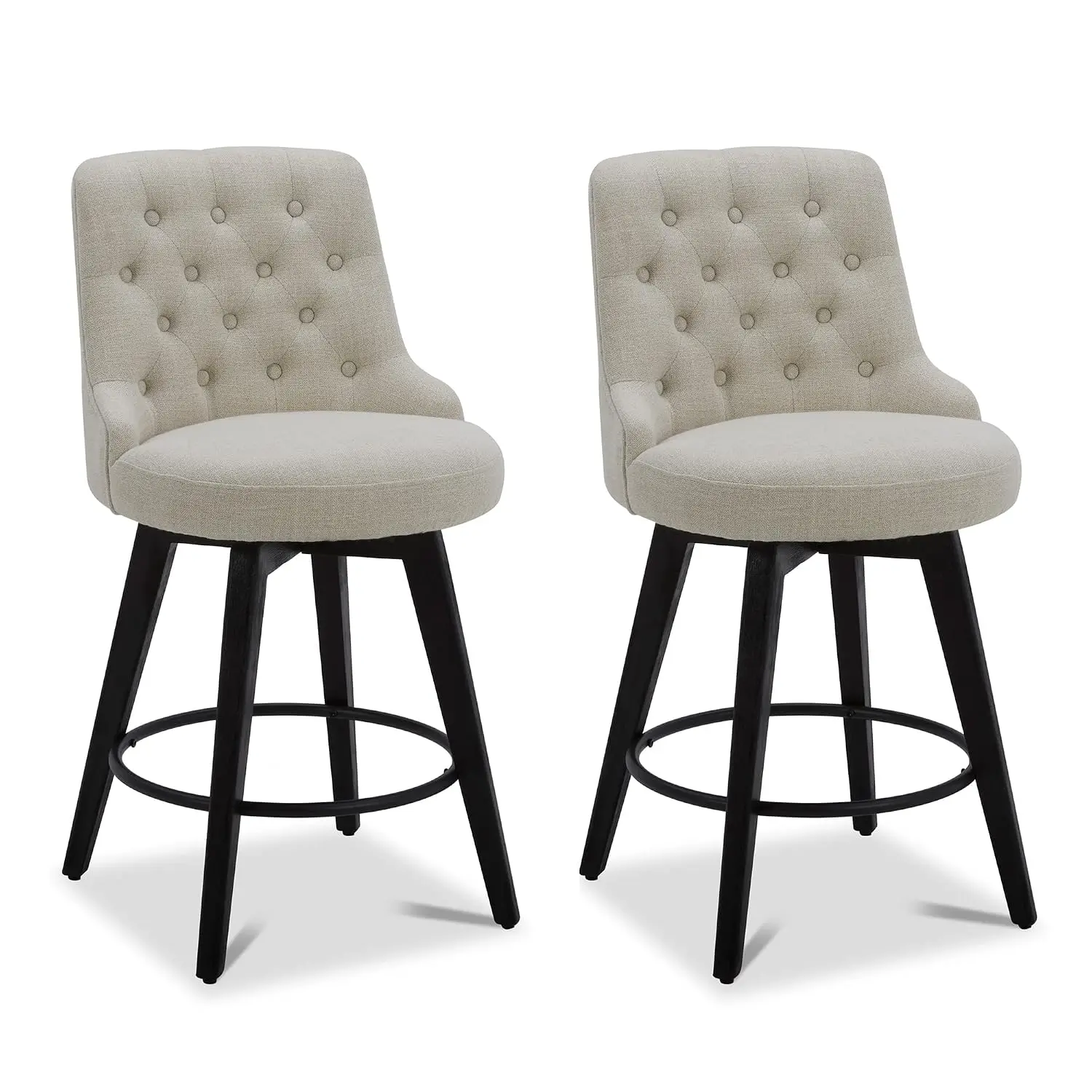Counter Height Swivel Bar Stools Fabric Linen Upholstered Kitchen Dining Pub, Customized