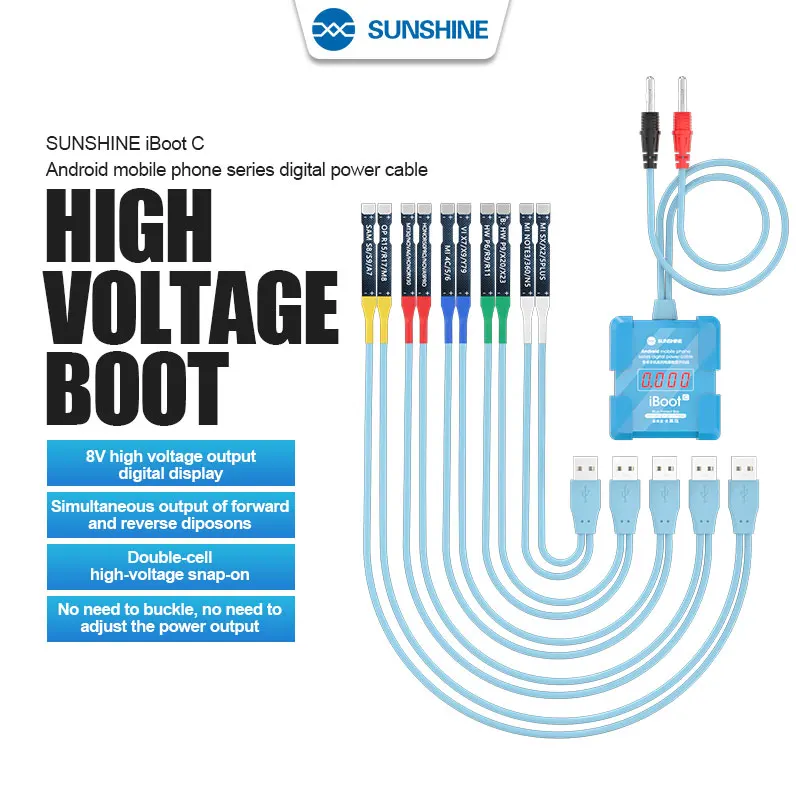 Imagem -02 - Sunshine-iboot c Cabo de Alimentação Fonte de Alimentação Anti-burn Inteligente Teste Boot Line para ip 6g14pm Ativação Android Motherboard