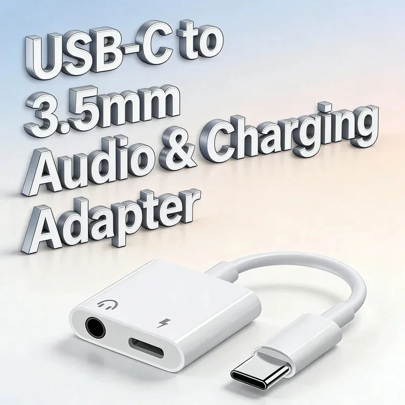 1/2/3/4/5/6Pcs 2 In 1 USB C Splitter 3.5mm HiFi Audio & Type C Fast Charging Adapter Converter