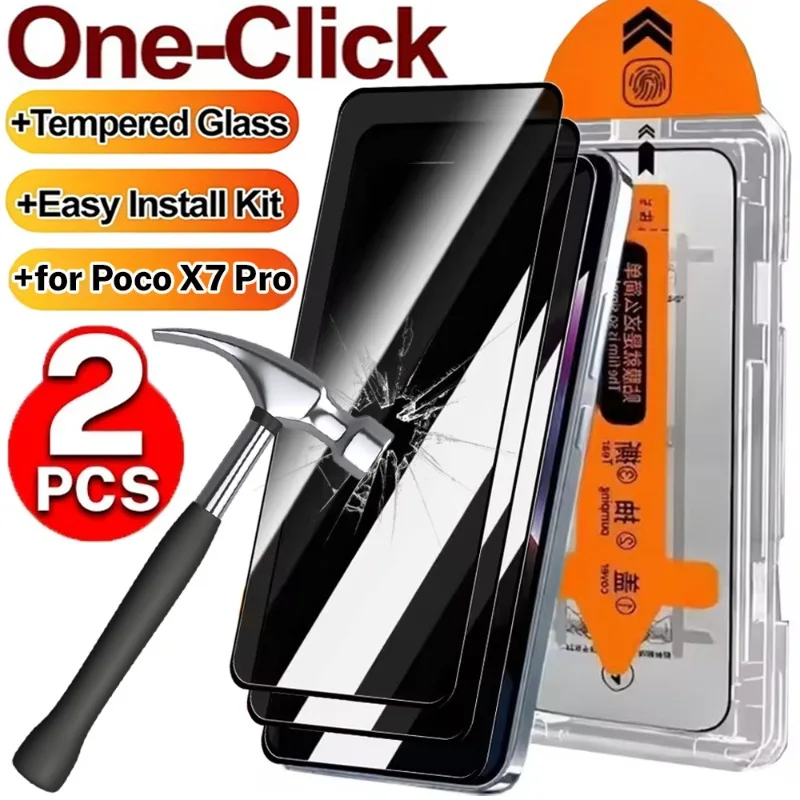 

2/1Pcs Anti-spy Tempered Glass Privacy Screen Protector for Xiaomi Poco X7 Pro Anti-peeping Protective Cover Film Easy Install