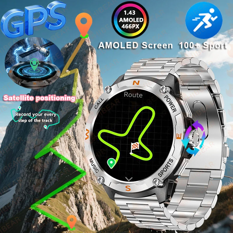 

Для HUAWEI уличные военные умные часы для мужчин и женщин, встроенный GPS-высотомер, водонепроницаемые 100 + спортивные умные часы для мужчин, поддержка голосового звонка