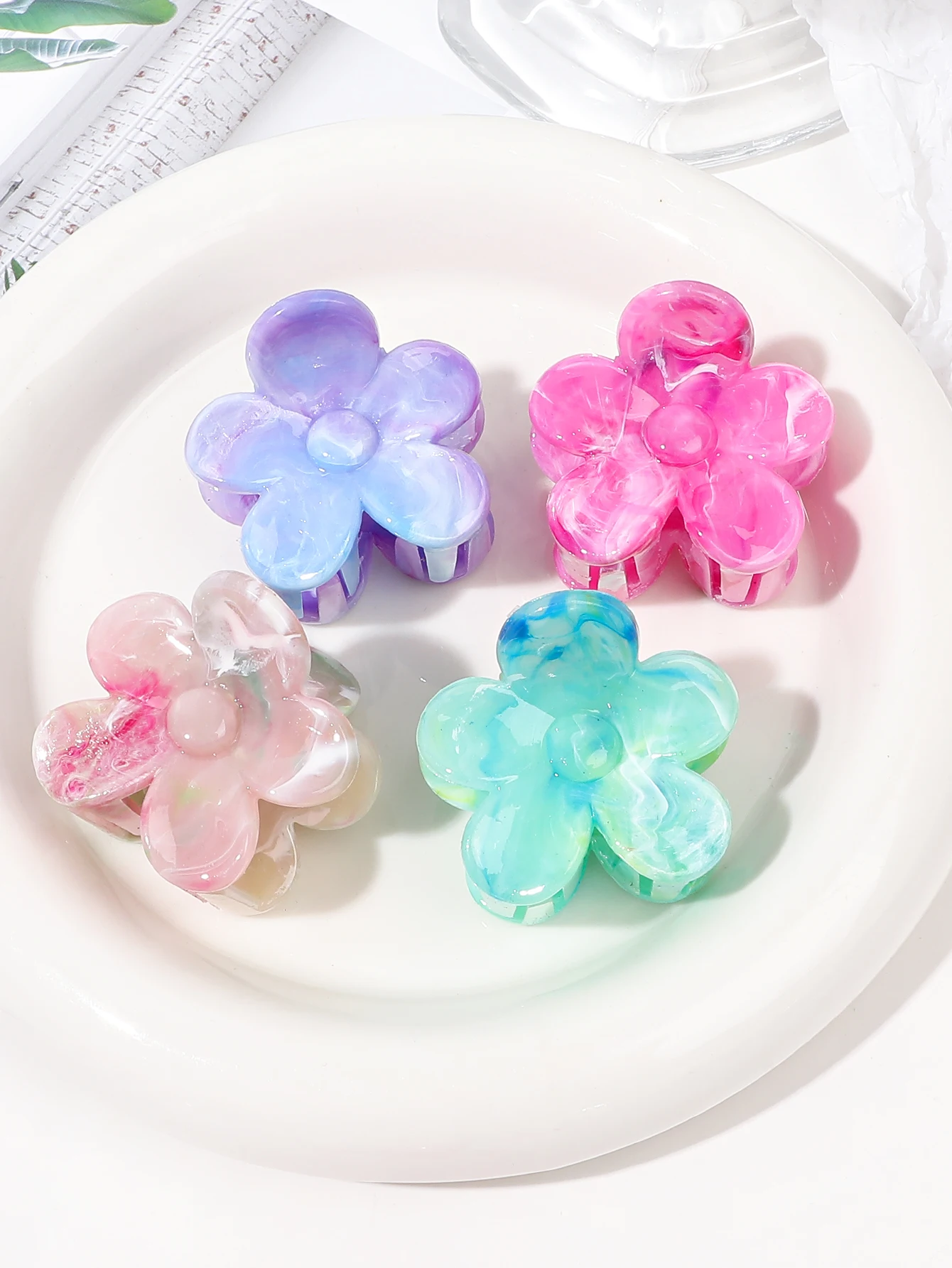 4Pcs Color Square Small Hair Clips for Women Girls,1.6 Inch Small Claw Clips Thin Short Hair,Strong Hold Jaw Clips