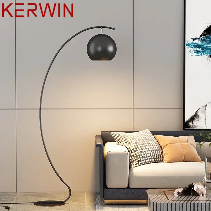 KERWIN-Lámpara de pie de pesca amarilla nórdica, moderna, familiar, sala de estar, dormitorio, sofá, luz LED decorativa de pie creativa