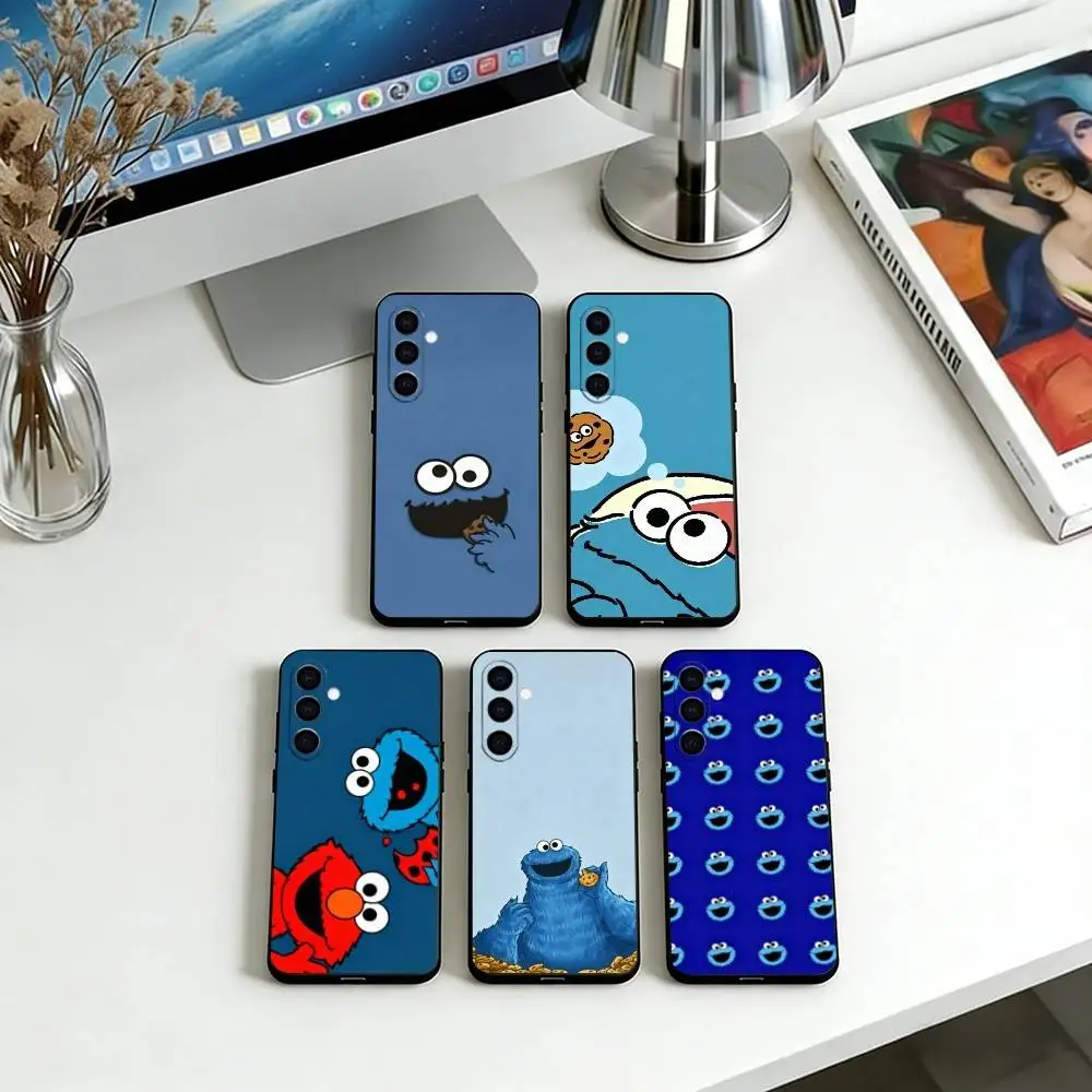 Cute Cartoon C-Cookie-Monster Phone Case Soft black For Samsung Galaxy A73,A72,A71,A70,A53,A52,A51