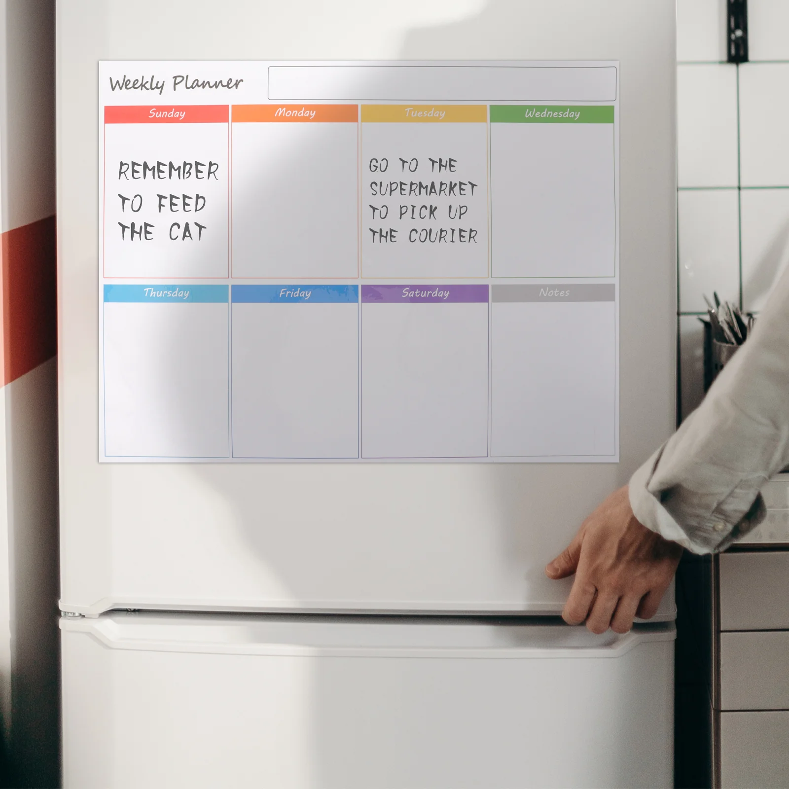 วางแผนรายสัปดาห์แม่เหล็กติดตู้เย็นปฏิทินครอบครัวกระดานไวท์บอร์ดตารางลบแห้งแม่เหล็กสัตว์เลี้ยง