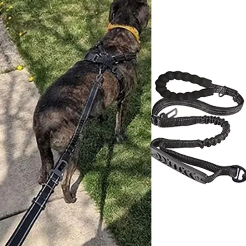 Shock Absorbing Reflective Pet Dog Leashes Explosion-proof with Car Safety Buckle Dog Walking Rope Elastic Buffering