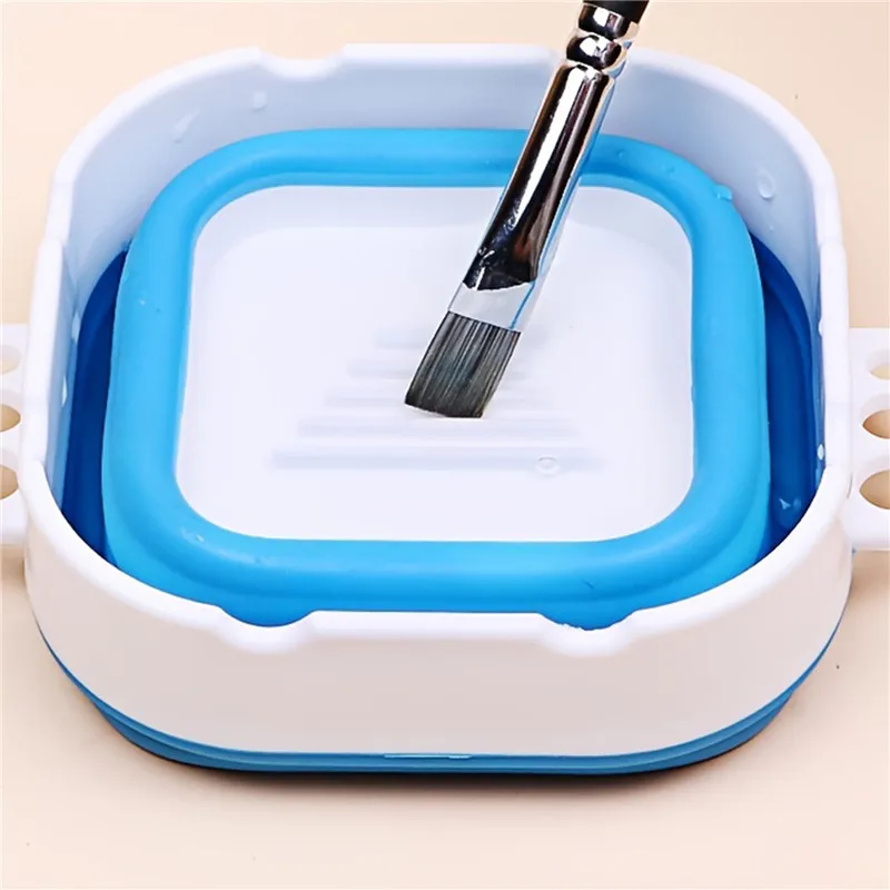 Silicone Folding Bucket For Washing Painting Brush Watercolor Drawing Tools Paint Pallette