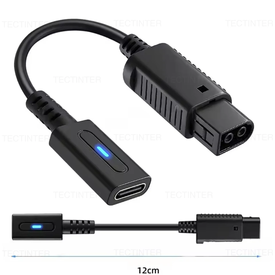 For Nintendo Gamecube NGC USB Type-C Charging Cable Adapter with LED Convert Power Supply Wire Cord Game Console Accessories
