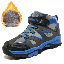 Botas de nieve de piel cálida para niños, zapatos peludos negros, calzado antideslizante impermeable para niños, zapatillas de deporte para chico y bebé, color negro, invierno 2023