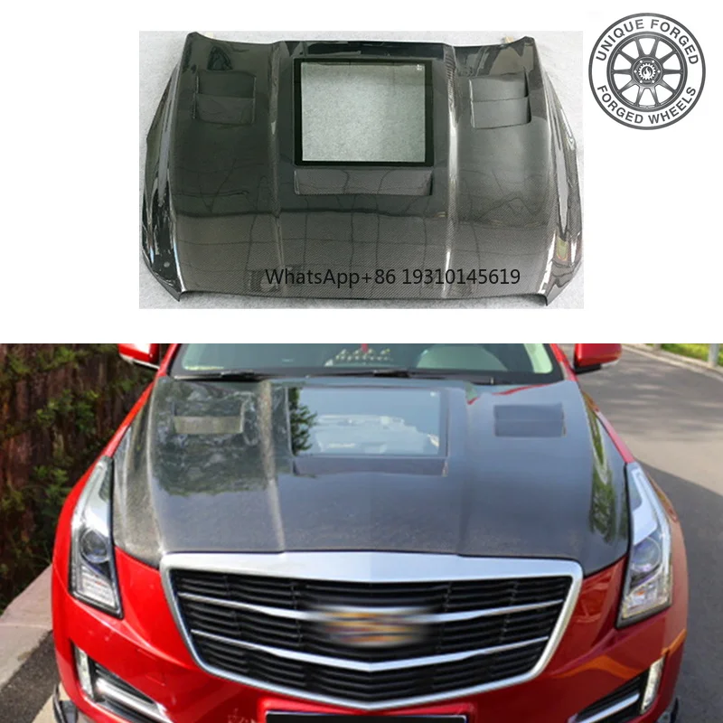 

26 style Car Upgrade Carbon Fiber Transparent Engine Hood Wet Carbon Fiber For Cadillac ATS-L 2014-2017