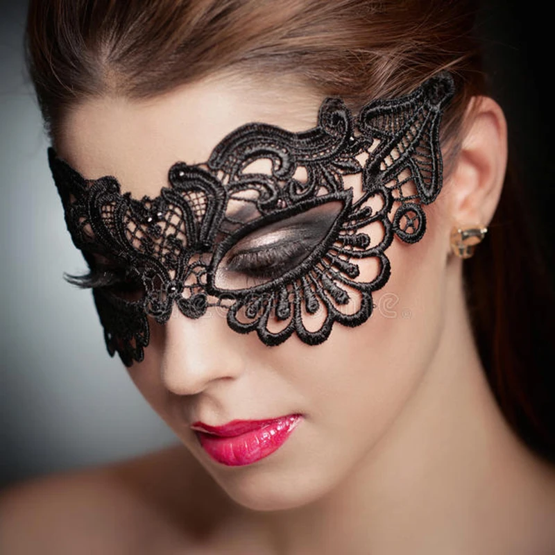 Black Sexy Women Hollow Lace Masquerade Face Mask Princess Party Cosplay Prom Props Costume Nightclub Queen Half Face Eye Mask