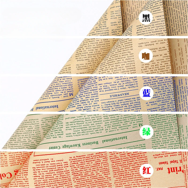 Vintage Kraft Retro English Newspaper Double Sided Flowers Gift Wrapping Paper DIY Tissue Package Book Cover Wrap Packing