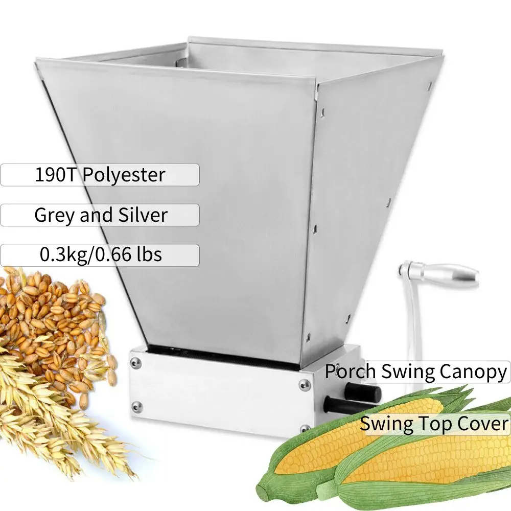 

4L 2 Roller Stainless Steel Malt Crusher Heavy Duty Malt Mill Homebrew Grain Crusher Adjustable Barley Grinder Low Speed Drill