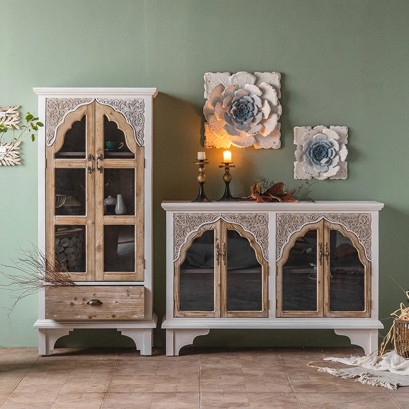 American rural solid wood porch cabinet European court style home high-end feeling cabine corridor aisle cabint household vert