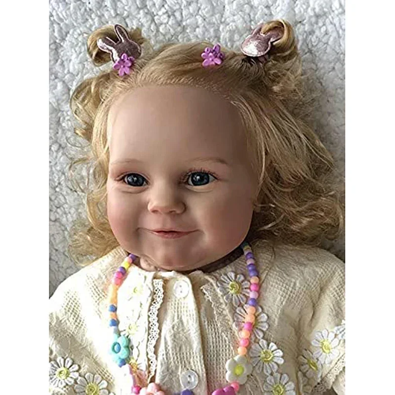 24inch 60cm Lovely New Reborn Maddie Girl Doll with Rooted Blonde hair Soft Cuddle Body Toys