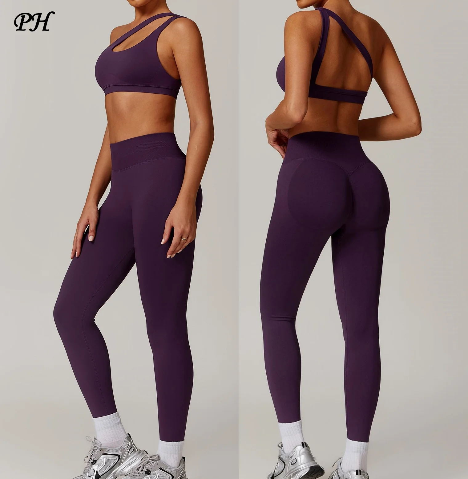 

Women Single Shoulder Sport Bra Leggings Set Gym Yoga Fitness Workout Sportswear Breathable Running Sport Suit Fashion Sport Set