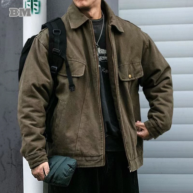 

American Vintage High Quality Cargo Padded Jacket Winter Men'S Padding Korean Fashion Male Coat Harajuku Casual Thick Jacket