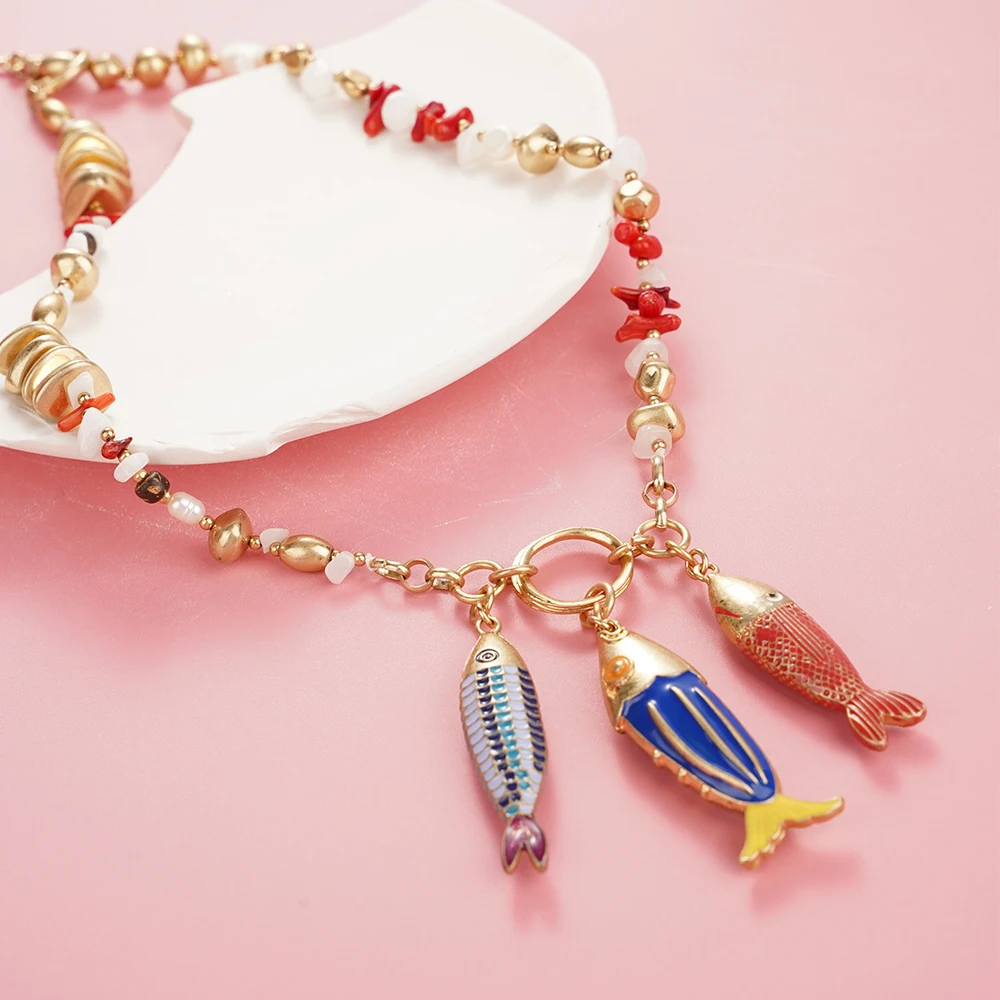 

Ocean Tropical Fish Necklace Women Fashion Designer Fish Tail Collar Chain Animal Neck Chain Jewelry Accessories
