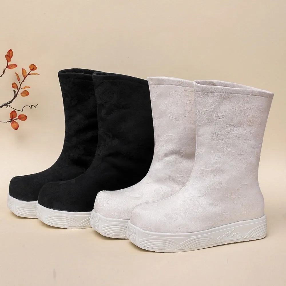 

Черно-белые ботинки ханьфу, унисекс, воин, мечцы, аксессуары для косплея, одежда в стиле Wuxia