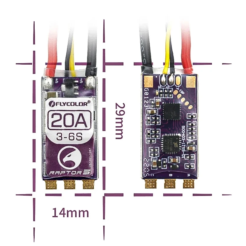 

FLYCOLOR Raptor5 Brushless ESC 3-6S Drone ESC 32Bit G701 PWM 128K Single 20A 35A 45A 50A ECS Dshot Proshot for FPV Racing Drones